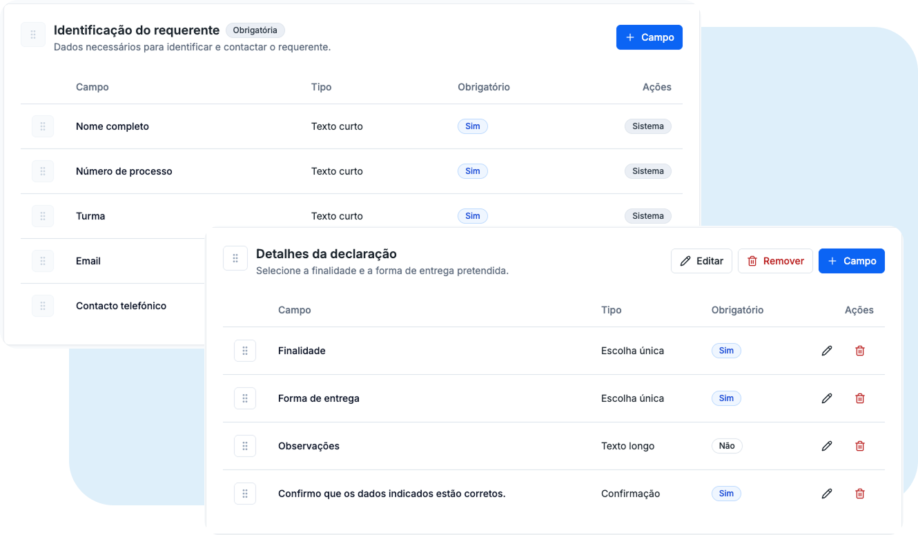 Portal Secretaria Online com serviços e formulários configuráveis