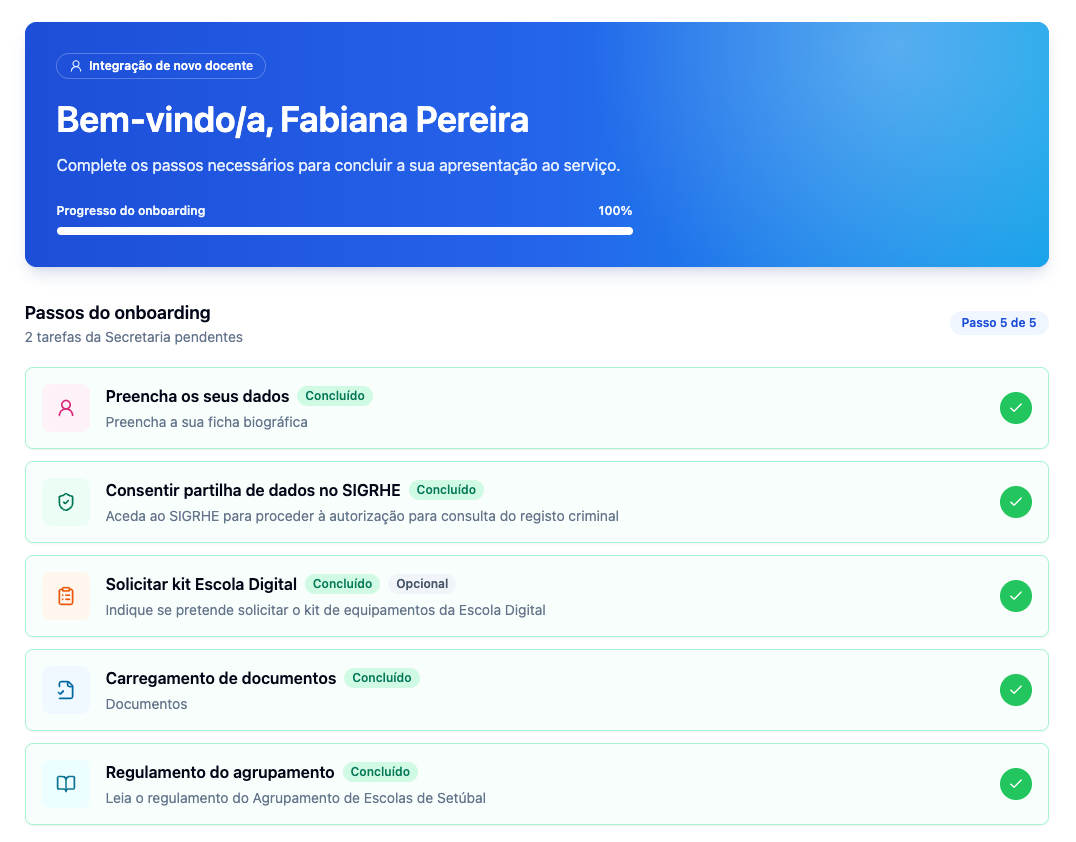 Fluxo de integração de um novo docente no Orion